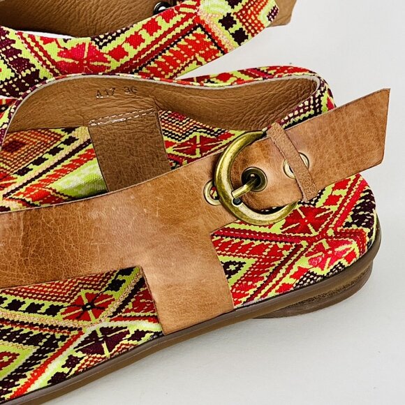 Antelope Women Rey Taupe Leather Flat Sandals US Size 5 Geometric Pattern - Picture 3 of 11